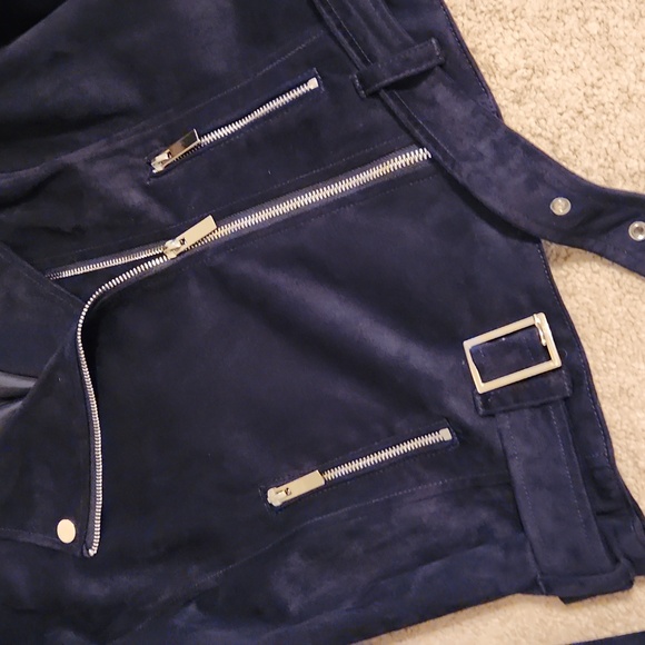 Wildflower navy faux suede moto jacket - Picture 5 of 12